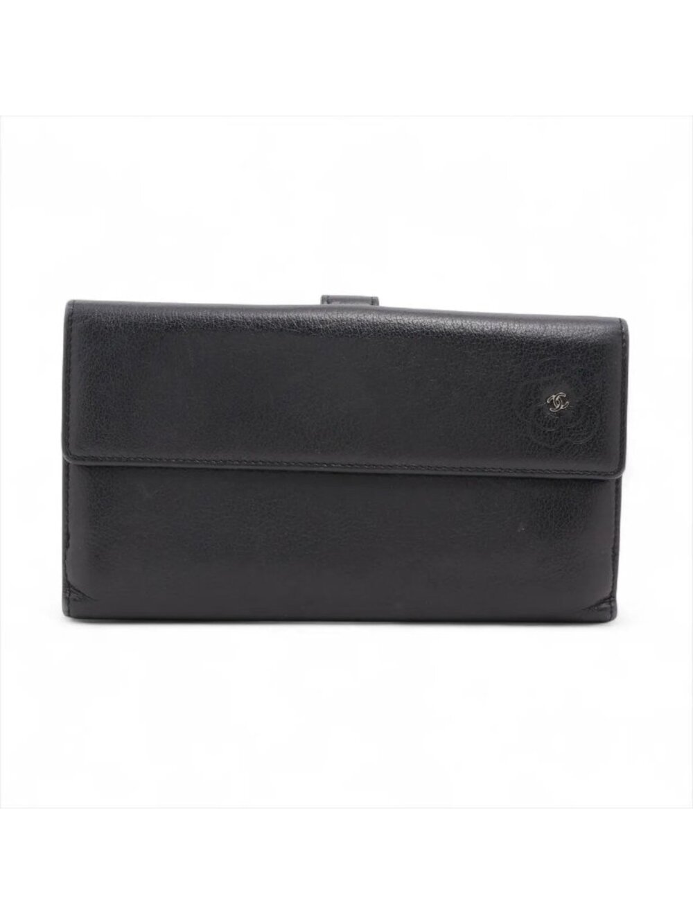 Chanel Card Camellia Lambskin Leather Wallet Bifold